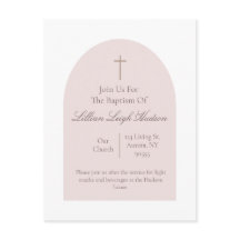Elegant Pink Baptism Invitation | Minimalist Girl 