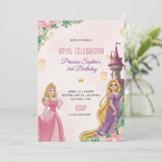 Elegant Pink birthday invitation 招待状 (スタンド正面)