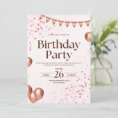 Elegant Pink Birthday Party Invitation Card 招待状 (スタンド正面)