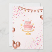 Elegant Pink Birthday Party Invitation Card 招待状 (裏面)