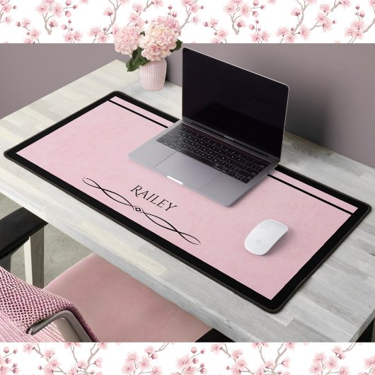 Elegant Pink Black Minimalist Executive Desk Mat デスクマット