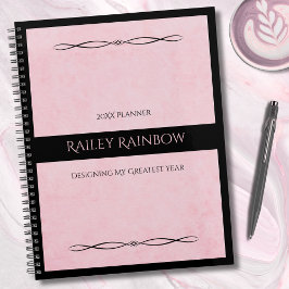 Elegant Pink Black Monogram Executive Planner プランナー手帳