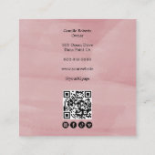 Elegant Pink Black Script 3 Photo Makeup スクエア名刺 (裏面)