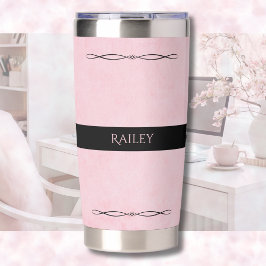 Elegant Pink Black Travel Mug 保温保冷タンブラー
