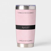 Elegant Pink Black Travel Mug 保温保冷タンブラー (正面)