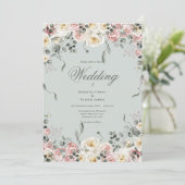Elegant Pink Bliush Ivory Floral Wedding 招待状 (スタンド正面)