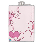 Elegant Pink Blossom Custom Name Floral Design フラスク (裏面)