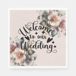 Elegant pink, blue, and cream floral wedding  スタンダードランチョンナプキン