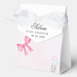 Elegant Pink & Blue Baby Shower Favor Box with Bow フェイバーボックス