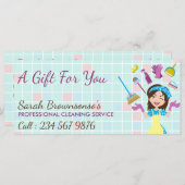 Elegant Pink Blue Cleaning Service Maid Janitorial (正面/裏面)