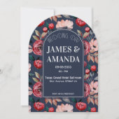 Elegant Pink & Blue Floral theme 招待状 (正面)