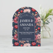 Elegant Pink & Blue Floral theme 招待状 (スタンド正面)