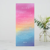 Elegant Pink Blue Gradient Wedding Menu メニュー (スタンド正面)