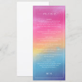Elegant Pink Blue Gradient Wedding Menu メニュー (正面/裏面)