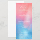 Elegant Pink Blue Gradient Wedding Menu メニュー (正面/裏面)
