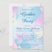 Elegant Pink Blue Watercolor Gender Reveal Party 招待状 (正面)