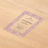 Elegant Pink Border 18th Birthday Debut アクリル招待状 (レイダウン)