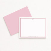 Elegant Pink Border Monogram Stationery Note Card 招待状