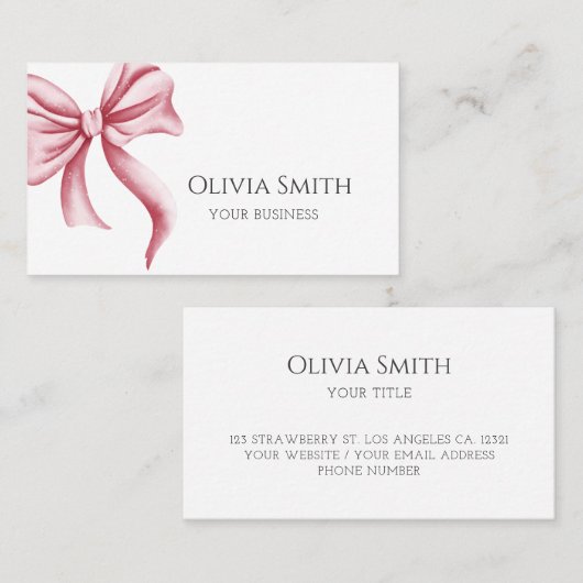 Elegant Pink bow 名刺 (正面/裏面)