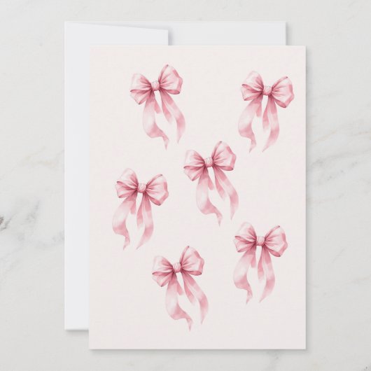 Elegant Pink Bow 11th Birthday Invitation 招待状 (裏面)