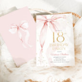 Elegant Pink Bow 18th Birthday Invitation 招待状
