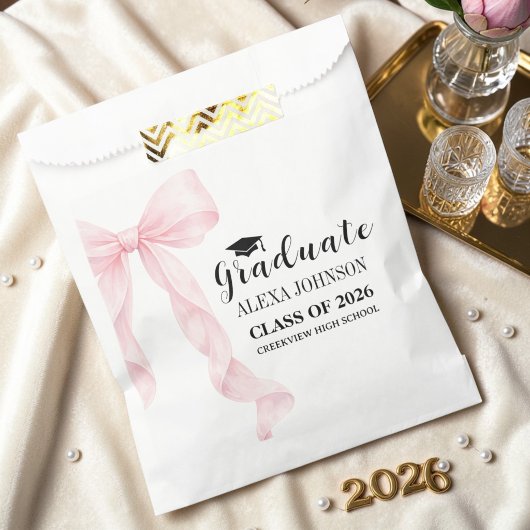 Elegant Pink Bow 2026 Graduation Graduate フェイバーバッグ