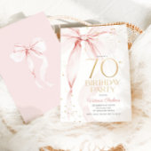 Elegant Pink Bow 70th Birthday Invitation 招待状