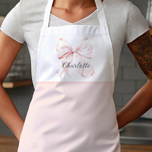 Elegant Pink Bow Apron エプロン