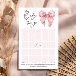 Elegant Pink Bow Baby Bingo Game