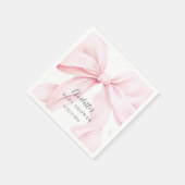 Elegant Pink Bow Baby Bridal Shower スタンダードカクテルナプキン (角)