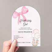 Elegant Pink Bow Baby Girl Shower  アクリル招待状 (インサイチュ (ポータブル))