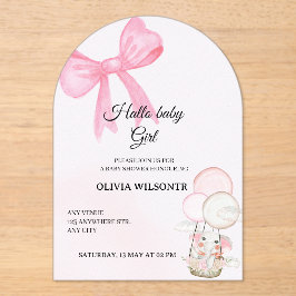 Elegant Pink Bow Baby Girl Shower  アクリル招待状