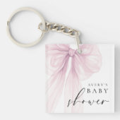 Elegant Pink Bow Baby Shower キーホルダー (正面)