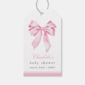 Elegant Pink Bow Baby Shower  ギフトタグ (正面)