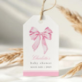 Elegant Pink Bow Baby Shower ギフトタグ