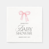 Elegant Pink Bow Baby Shower  スタンダードカクテルナプキン (正面)