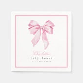 Elegant Pink Bow Baby Shower  スタンダードカクテルナプキン (正面)