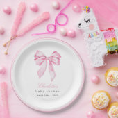 Elegant Pink Bow Baby Shower  ペーパープレート (パーティー)