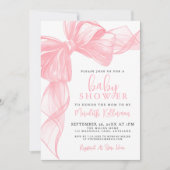 Elegant Pink Bow Baby Shower 招待状 (正面)