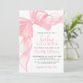 Elegant Pink Bow Baby Shower 招待状 (スタンド正面)