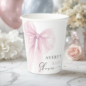 Elegant Pink Bow Baby Shower 紙コップ