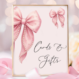 Elegant Pink Bow Baby Shower Cards and Gifts ポスター