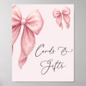 Elegant Pink Bow Baby Shower Cards and Gifts ポスター (正面)