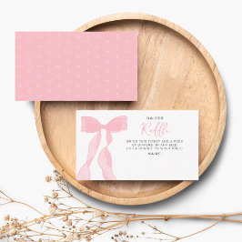 Elegant Pink Bow Baby Shower Diaper Raffle Ticket エンクロージャーカード