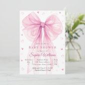Elegant Pink Bow Baby Shower Invitation 招待状 (スタンド正面)