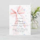 Elegant Pink Bow Baby Shower Invitation 招待状 (スタンド正面)