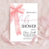 Elegant Pink Bow Baby Shower Invitation 招待状