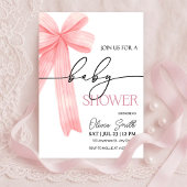 Elegant Pink Bow Baby Shower Invitation 招待状