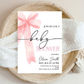 Elegant Pink Bow Baby Shower Invitation 招待状