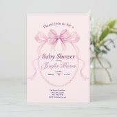 Elegant Pink Bow Baby Shower Invitation for Girl 招待状 (スタンド正面)